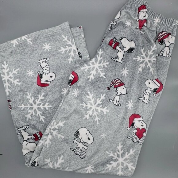 2pc Munki Christmas Snoopy Snowflakes Womens Pajama Lounge Set Velour Soft LARGE - Picture 4 of 9